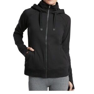 Athleta Triumph Hoodie Jacket Women’s Small Black Full Zip Cozy Outdoor Pockets